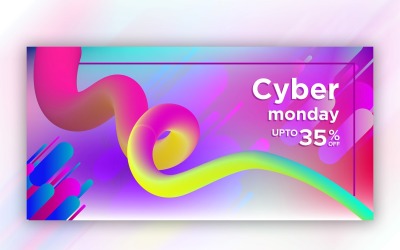 Liquefy Fluid Green and Red Color Banner Design Illustration