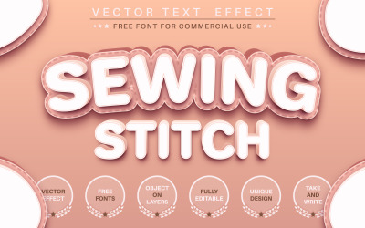 Sewing Stitch - Editable Text Effect, Font Style Illustration