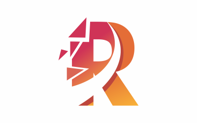Буква R цифровой шаблон логотипа