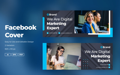 Modèle de bannière de couverture Facebook de marketing numérique Médias sociaux