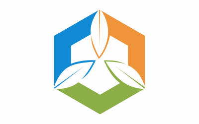 Modèle de logo feuille hexagonale