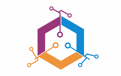 Modèle de logo numérique hexagone