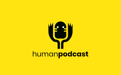 Modelo de logotipo de podcasts humanos