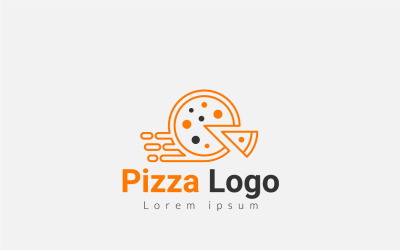 Pizza logotyp, snabbmat leverans logotyp mall