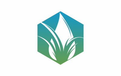 Plantilla de logotipo de hierba hexagonal