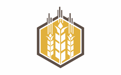 Шаблон логотипа шестиугольника пшеницы