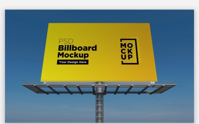 Single Pole Outdoor Advertising Front View Product Mockup