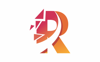 Szablon logo cyfrowe litery R.