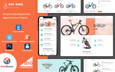 BikeRider - Tema multiuso de esportes radicais para Bigcommerce
