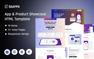 5gapps - Mobil Uygulama ve Ürün Tanıtım Web Sitesi Şablonu