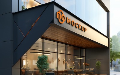 3D budování znamení Logo Mockup