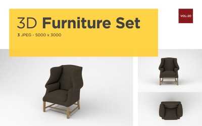 Modern Arm Chair Front View Furniture 3d Photo Vol- 20 Product Mockup