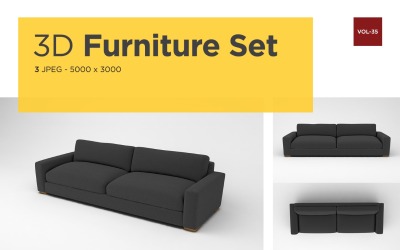 Розкішний диван спереду Меблі 3d Фото Vol-35 Макет продукту