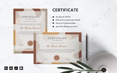 Berlian Michael - Šablona certifikátu