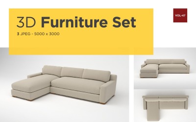 Modern Sofa Front View Furniture 3d Photo Vol-47 Product Mockup