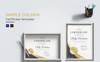 Enkel gyllene certifikatmall