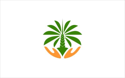 Group Hands and  Oil Palms Logo template