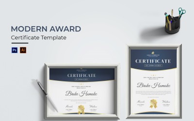Modello di certificato di premi moderni