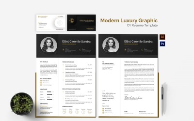 Modelos de currículos gráficos modernos e luxuosos para impressão