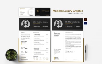 Nowoczesne luksusowe graficzne CV do wydrukowania szablony CV