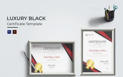 Lyxig svart certifikatmall