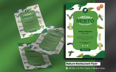 Plantilla de identidad corporativa de folleto de restaurante vegano