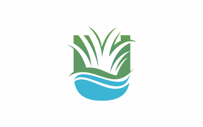 Bokstaven U gräs logotyp mall