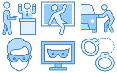 Crime Icon Pack im blauen UI-Stil