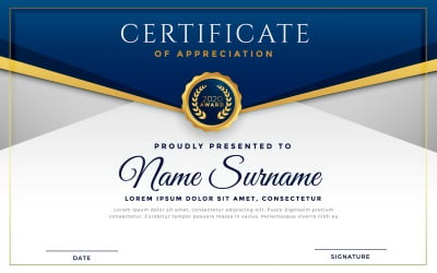 Nueva plantilla de certificado de premio