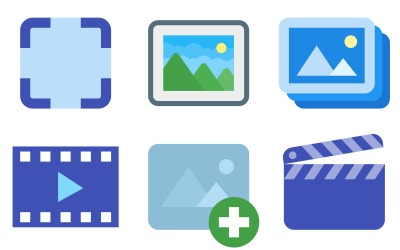 Pack d'icônes photo et vidéo dans le style de couleur