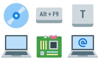 Pacote de ícones de hardware de computador em estilo de cores