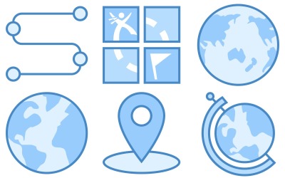 Paquete de iconos de mapas en estilo UI azul