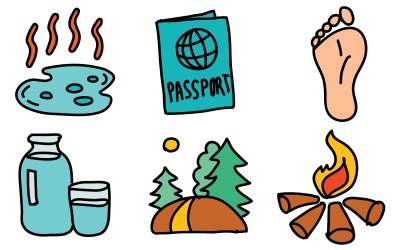 Doodle Stilinde Seyahat Simge Paketi