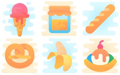 Food Icon Pack im niedlichen Clipart-Stil