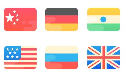 Pacote de ícones de bandeiras em um lindo estilo de clipart
