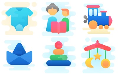 Pacote de ícones de bebês em estilo clipart fofo