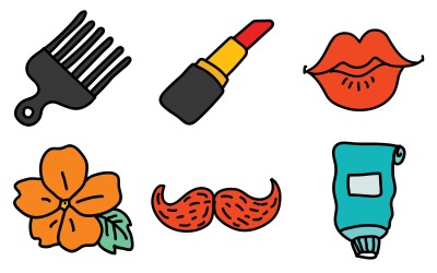 Pacote de ícones de beleza no estilo Doodle