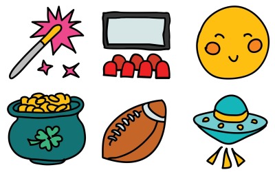 Pacote de ícones de cinema em estilo Doodle