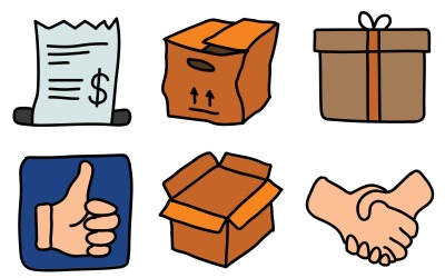 Pacote de ícones de comércio eletrônico em estilo Doodle