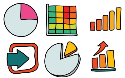 Pacote de ícones de dados no estilo Doodle