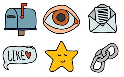 Pacote de ícones de mensagens no estilo Doodle