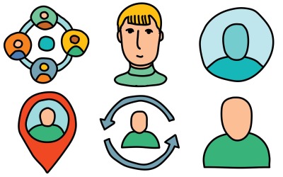 Pacote de ícones de perfil no estilo Doodle