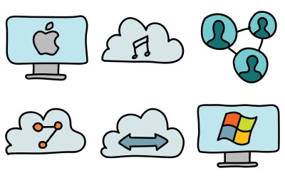 Pacote de ícones de rede no estilo Doodle