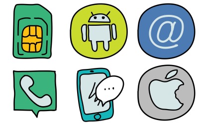 Pacote de ícones para celular no estilo Doodle