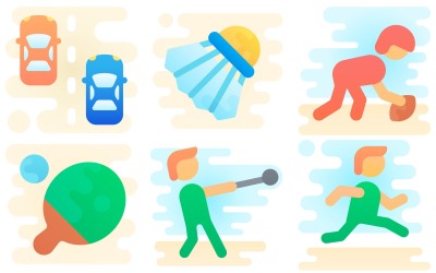Sport-Ikonen-Pack im niedlichen Clipart-Stil