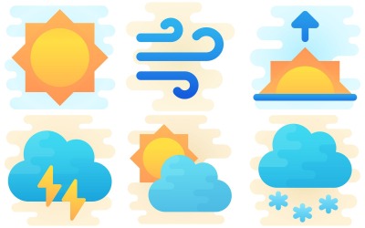 Wettersymbol-Pack im niedlichen Clipart-Stil
