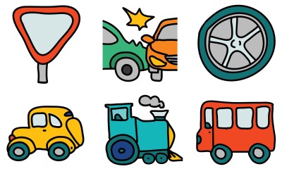Doodle Stilinde Taşıma Simge Paketi