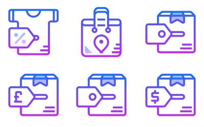 Paquete de iconos de compras en estilo degradado
