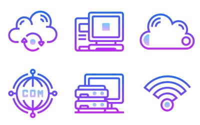 Paquete de iconos de red en estilo degradado