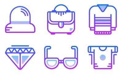 Paquete de iconos de ropa en estilo degradado